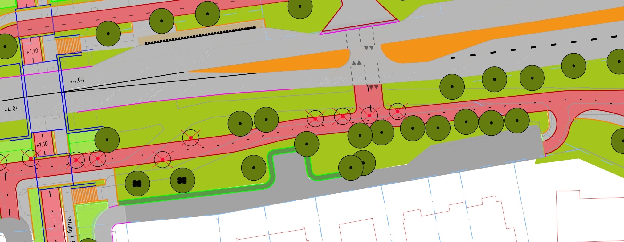 HOV bomen bij fietspad